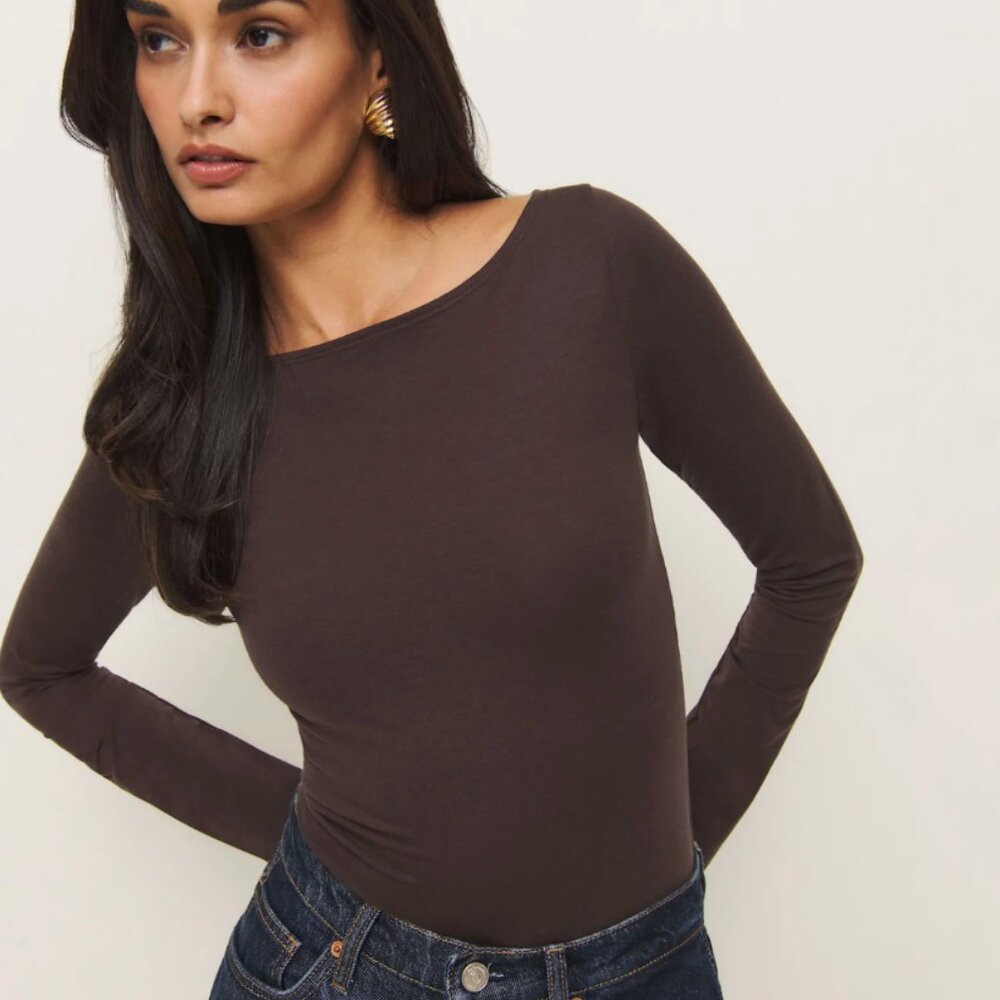 Reformation Brown Long Sleeve Top